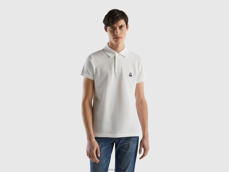 homens polo slim fit branco Benetton R8L4P4610 branco