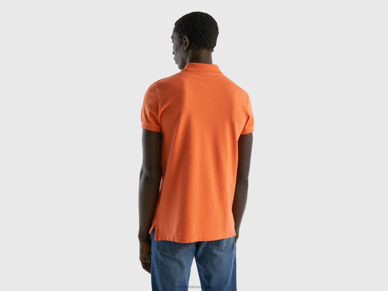 homens polo slim fit laranja Benetton R8L4P1379 laranja