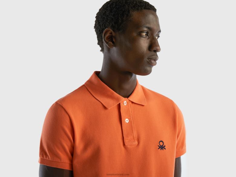 homens polo slim fit laranja Benetton R8L4P1379 laranja