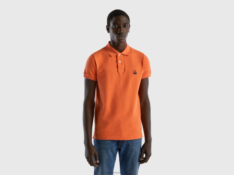 homens polo slim fit laranja Benetton R8L4P4588 laranja