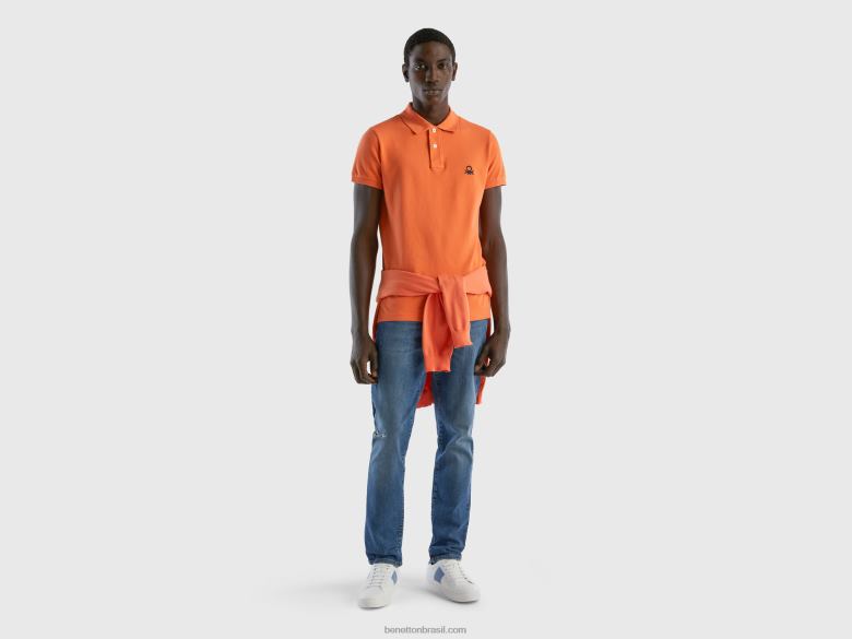 homens polo slim fit laranja Benetton R8L4P4588 laranja