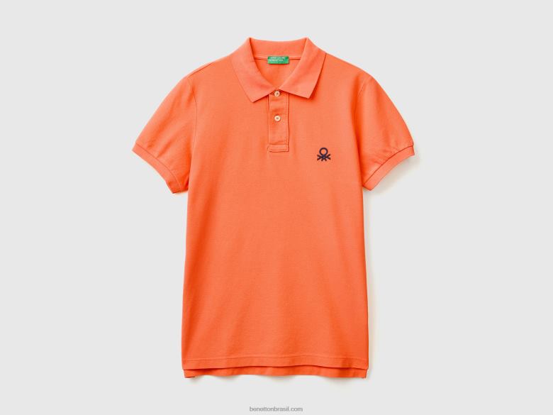 homens polo slim fit laranja Benetton R8L4P4588 laranja