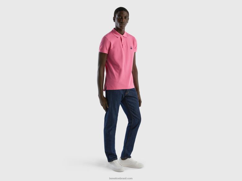homens polo slim fit rosa Benetton R8L4P1386 rosa