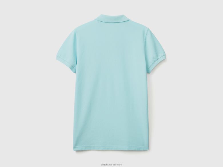 homens polo slim fit turquesa Benetton R8L4P4569 turquesa