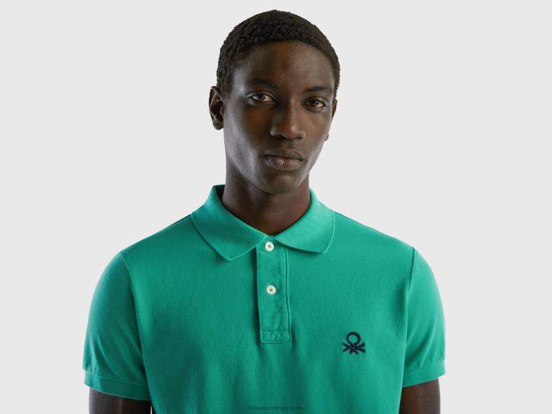 homens polo slim fit verde Benetton R8L4P1376 verde