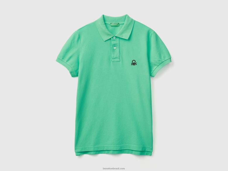 homens polo slim fit verde Benetton R8L4P1376 verde