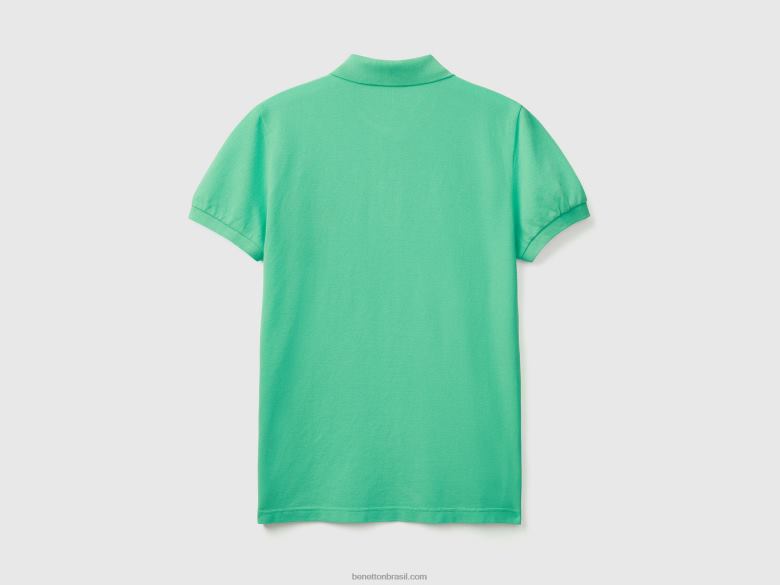 homens polo slim fit verde Benetton R8L4P1376 verde