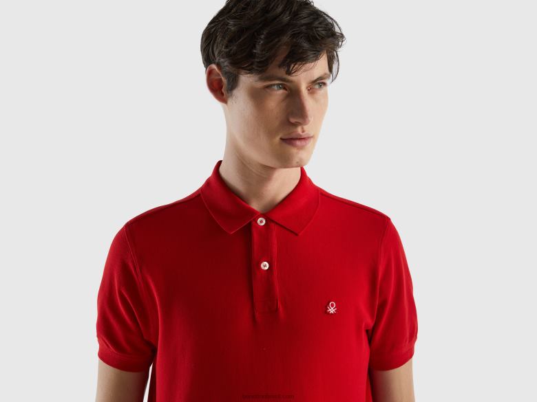 homens polo vermelha de ajuste regular Benetton R8L4P1406 vermelho