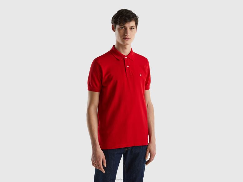 homens polo vermelha de ajuste regular Benetton R8L4P4603 vermelho