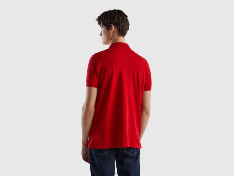 homens polo vermelha de ajuste regular Benetton R8L4P4603 vermelho