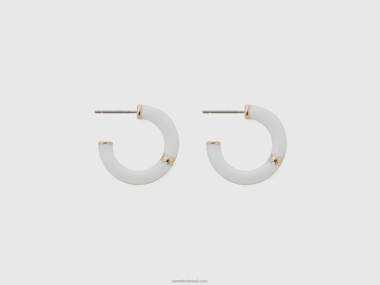 mulheres brincos de argola brancos Benetton R8L4P712 branco