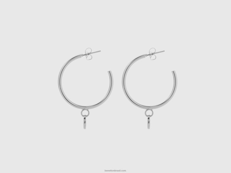 mulheres brincos de argola de prata Benetton R8L4P833 prata