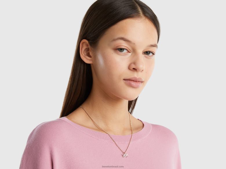mulheres colar com pingente de logotipo rosa claro Benetton R8L4P784 Rosa suave