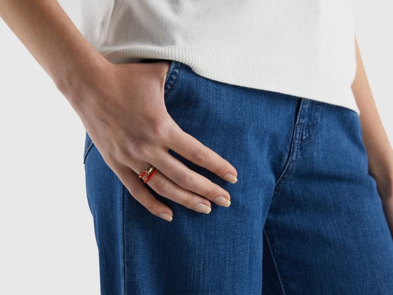 mulheres dois anéis com detalhes esmaltados vermelho morango Benetton R8L4P835 morango