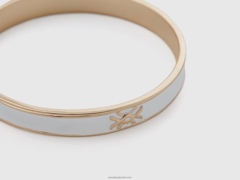 mulheres pulseira branca com logo Benetton R8L4P723 branco