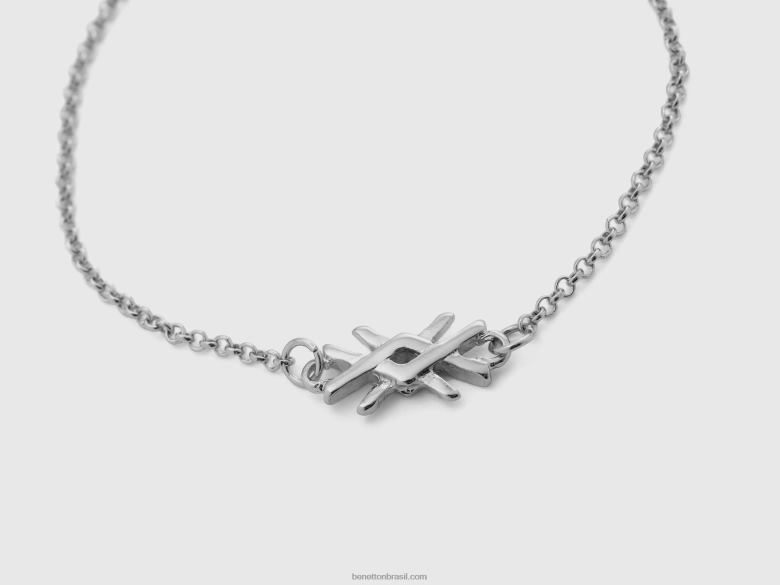 mulheres pulseira de prata com charme e logotipo Benetton R8L4P840 prata