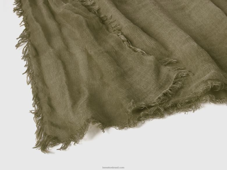 mulheres lenço em mistura de viscose e linho Benetton R8L4P773 verde militar