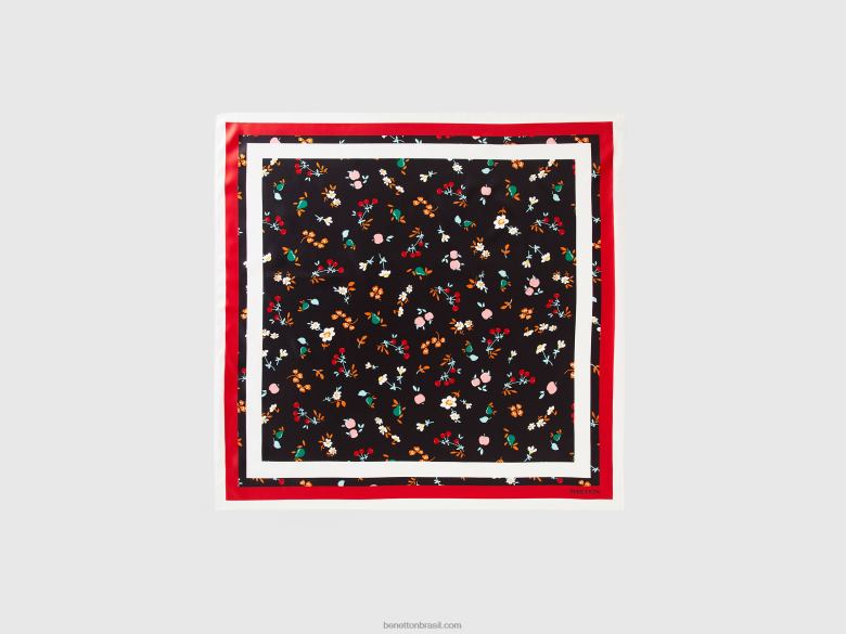 mulheres lenço estampado preto Benetton R8L4P876 preto
