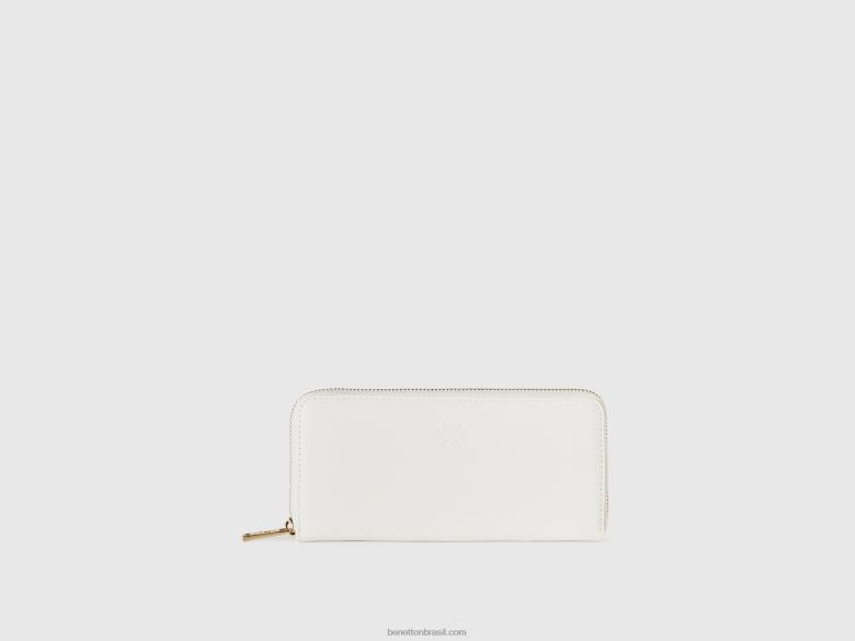 mulheres carteira grande com zíper Benetton R8L4P811 branco