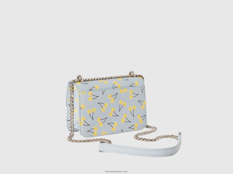 mulheres pequena bolsa azul céu com cerejas Benetton R8L4P853 céu azul