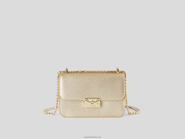 mulheres pequena bolsa de ouro Benetton R8L4P1525 ouro