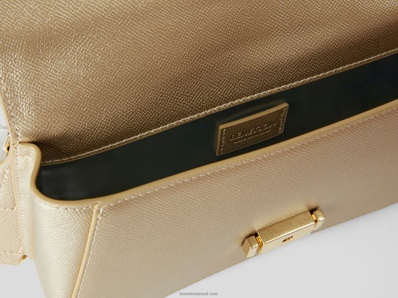 mulheres saco de ouro médio Benetton R8L4P1547 ouro