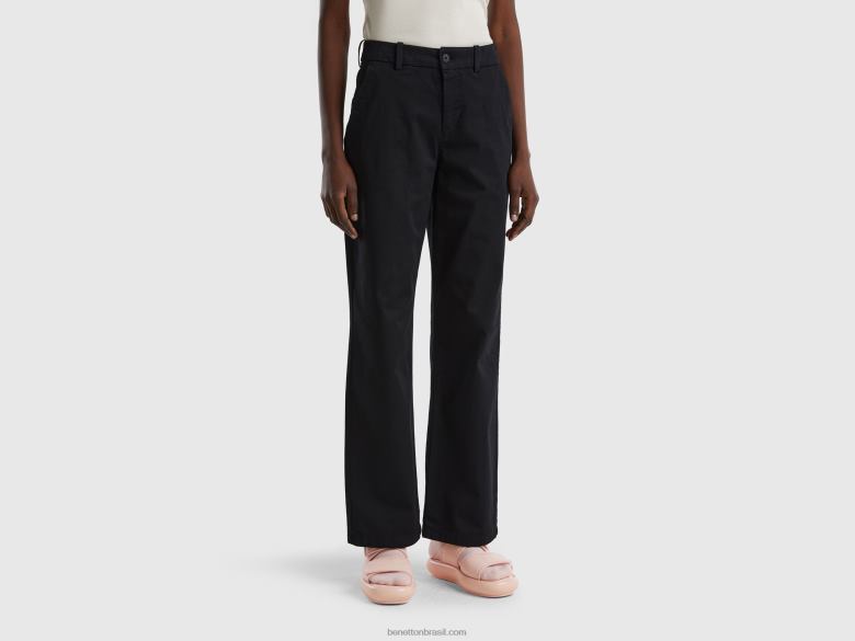 mulheres calças com perna larga Benetton R8L4P635 preto