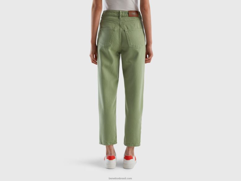 mulheres calças compridas mom fit Benetton R8L4P4053 verde