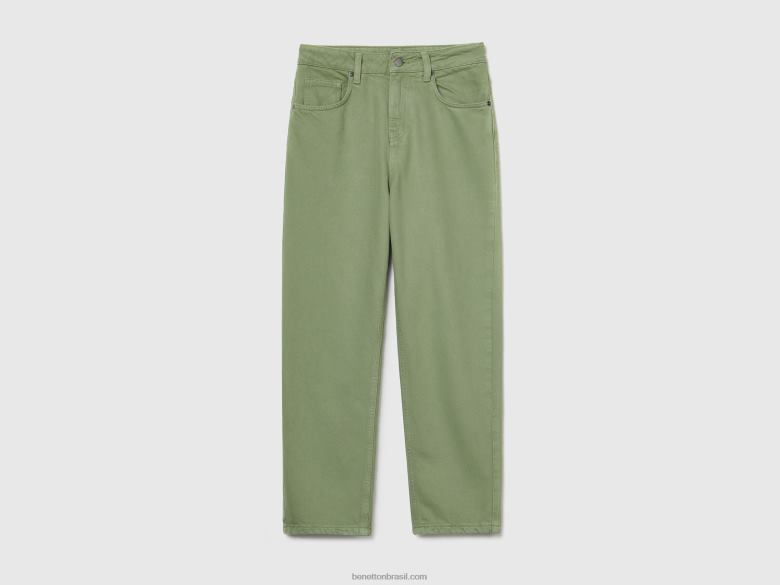 mulheres calças compridas mom fit Benetton R8L4P4053 verde