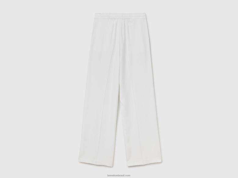 mulheres calças em lyocell puro Benetton R8L4P4061 branco
