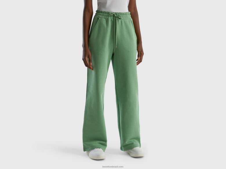 mulheres calça de moletom cintura alta Benetton R8L4P591 verde