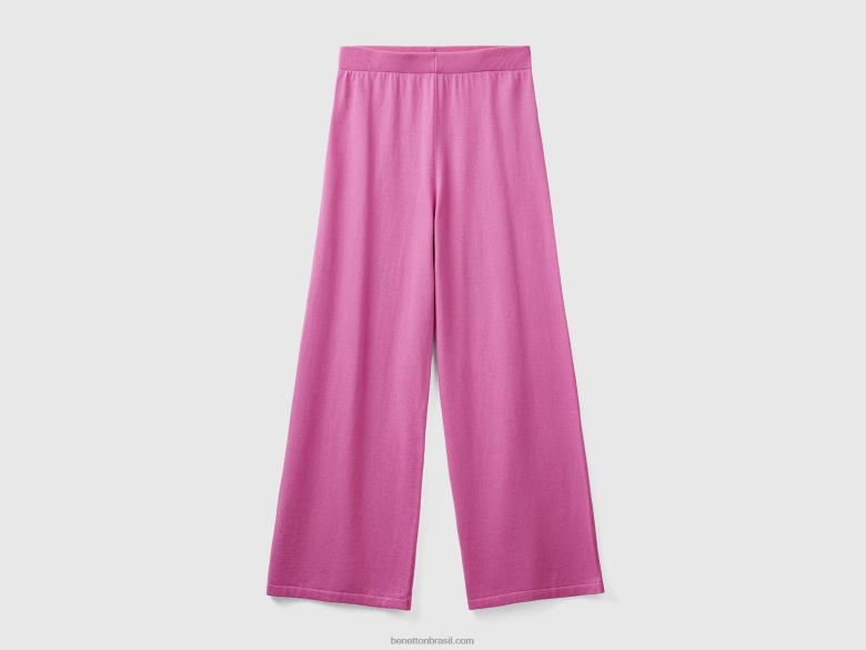 mulheres calça rosa em mistura de lã e caxemira Benetton R8L4P4054 rosa