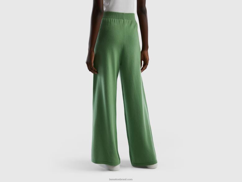 mulheres calça verde sálvia mistura de lã e caxemira Benetton R8L4P4068 verde