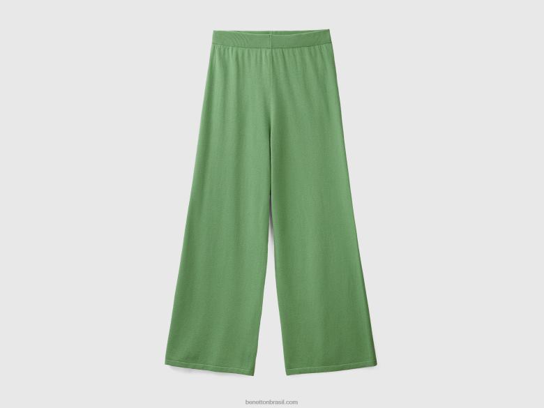 mulheres calça verde sálvia mistura de lã e caxemira Benetton R8L4P4068 verde