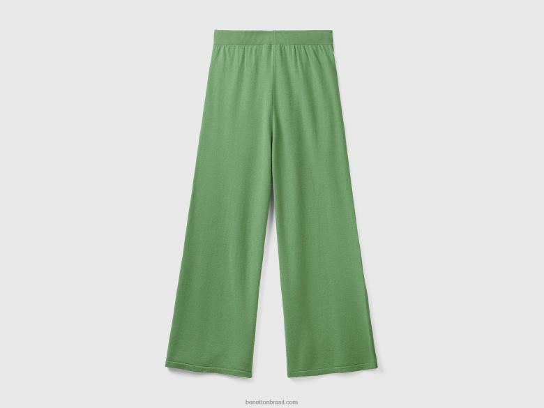 mulheres calça verde sálvia mistura de lã e caxemira Benetton R8L4P600 verde