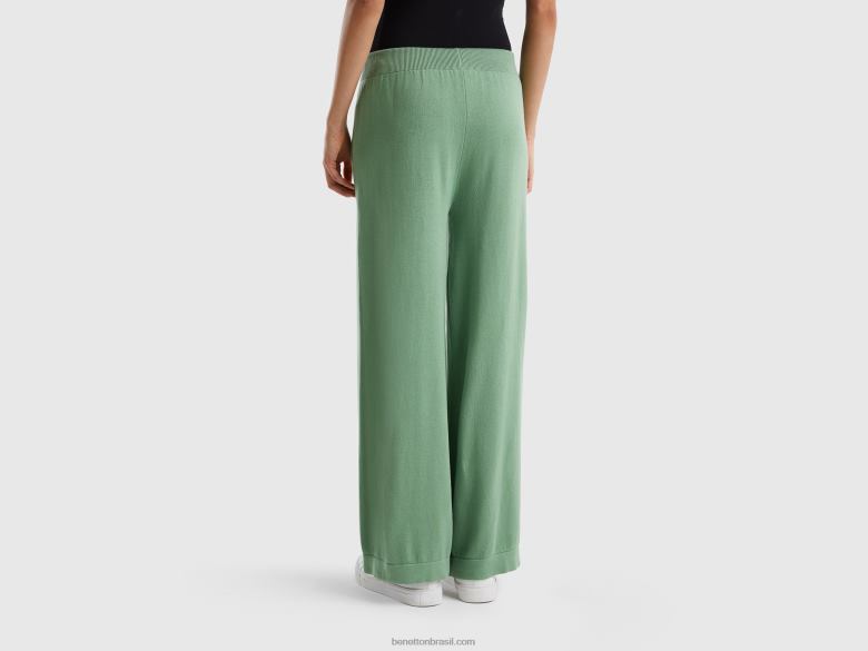 mulheres calças largas de malha Benetton R8L4P4079 verde