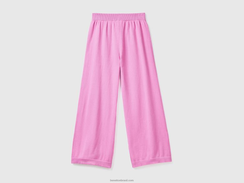 mulheres calças largas de malha Benetton R8L4P582 rosa