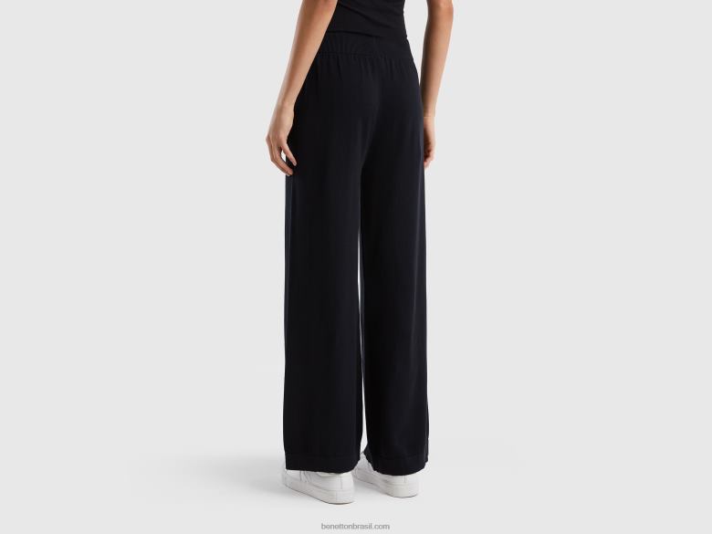 mulheres calças largas de malha Benetton R8L4P603 preto