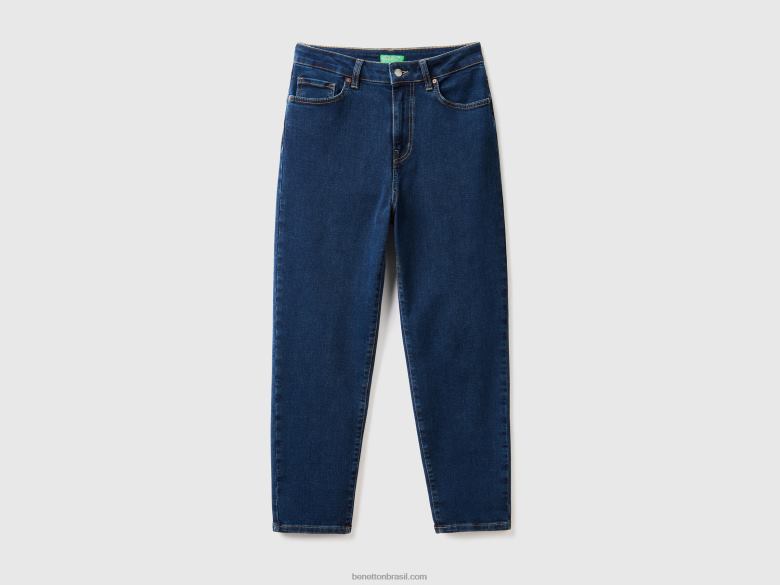 mulheres calça jeans mom fit Benetton R8L4P4152 azul