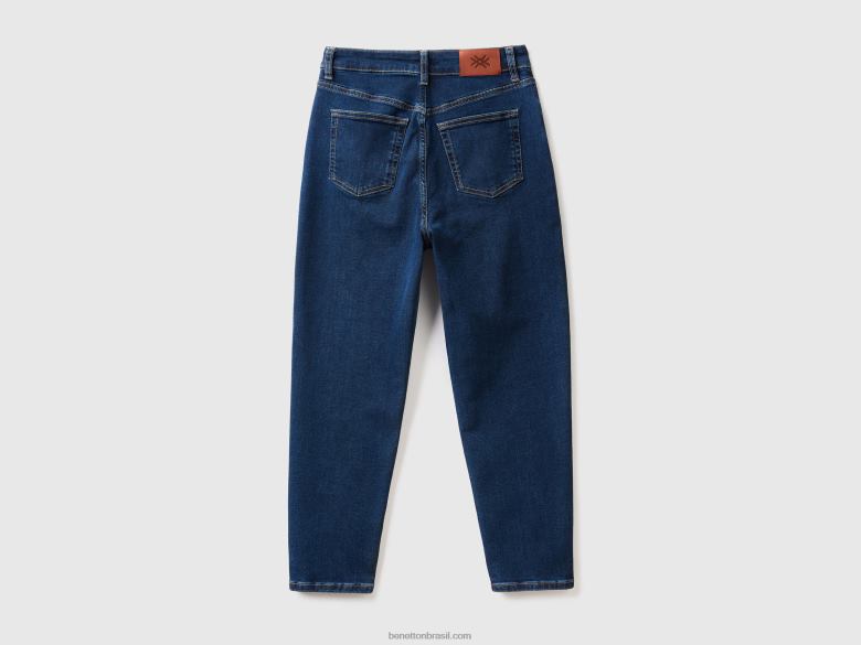 mulheres calça jeans mom fit Benetton R8L4P4152 azul