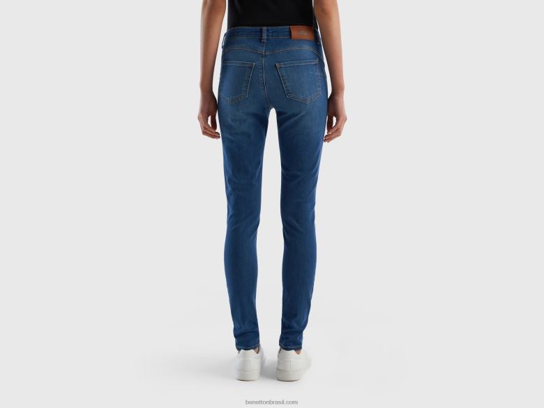 mulheres calça skinny push up Benetton R8L4P4157 azul