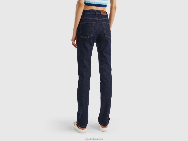 mulheres jeans bootcut cinco bolsos Benetton R8L4P4160 azul escuro