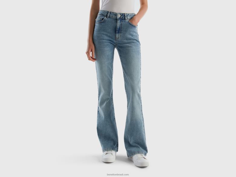 mulheres jeans largos elásticos Benetton R8L4P4143 azul