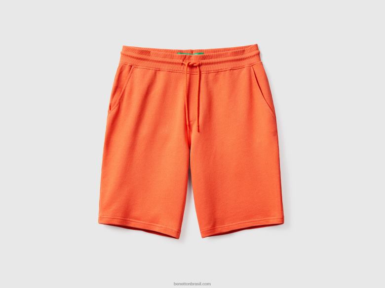 mulheres bermudas 100% algodão Benetton R8L4P1441 tijolo vermelho