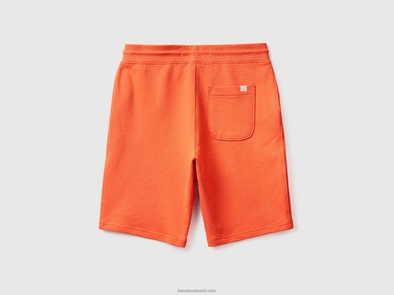 mulheres bermudas 100% algodão Benetton R8L4P1441 tijolo vermelho