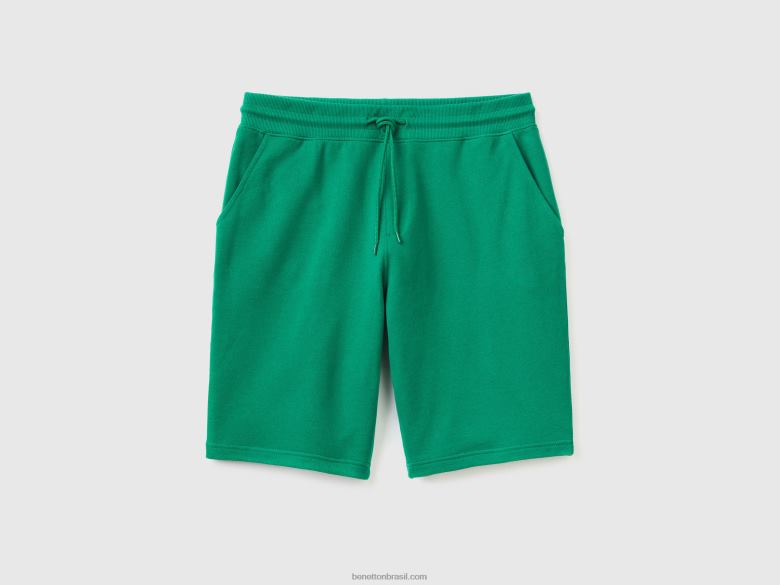 mulheres bermudas 100% algodão Benetton R8L4P4617 verde escuro