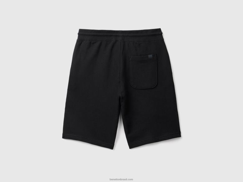 mulheres bermudas 100% algodão Benetton R8L4P4646 preto