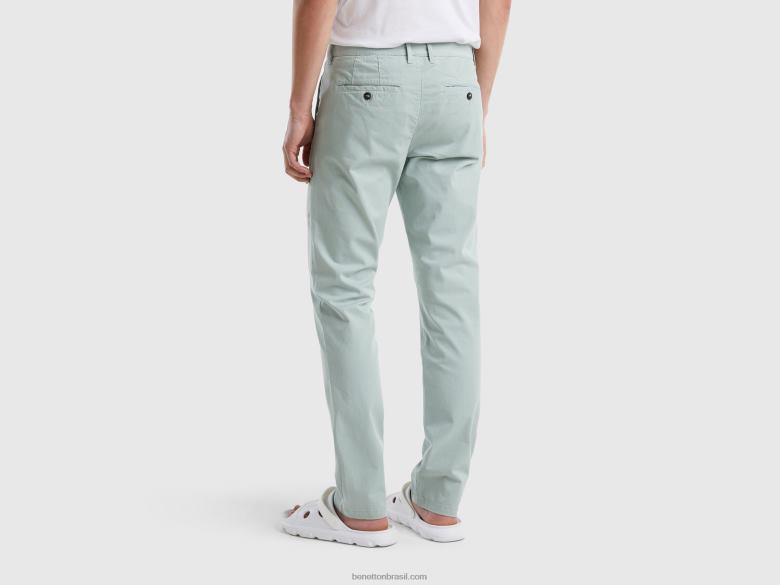 mulheres calça chino slim verde cinza Benetton R8L4P1421 cinza