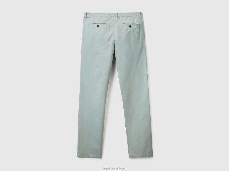 mulheres calça chino slim verde cinza Benetton R8L4P1421 cinza