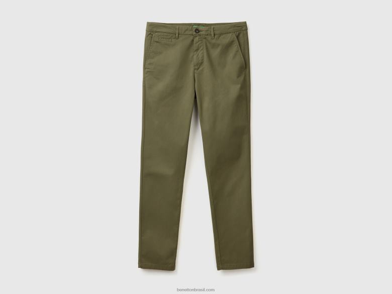 mulheres calça verde slim fit Benetton R8L4P1437 verde militar